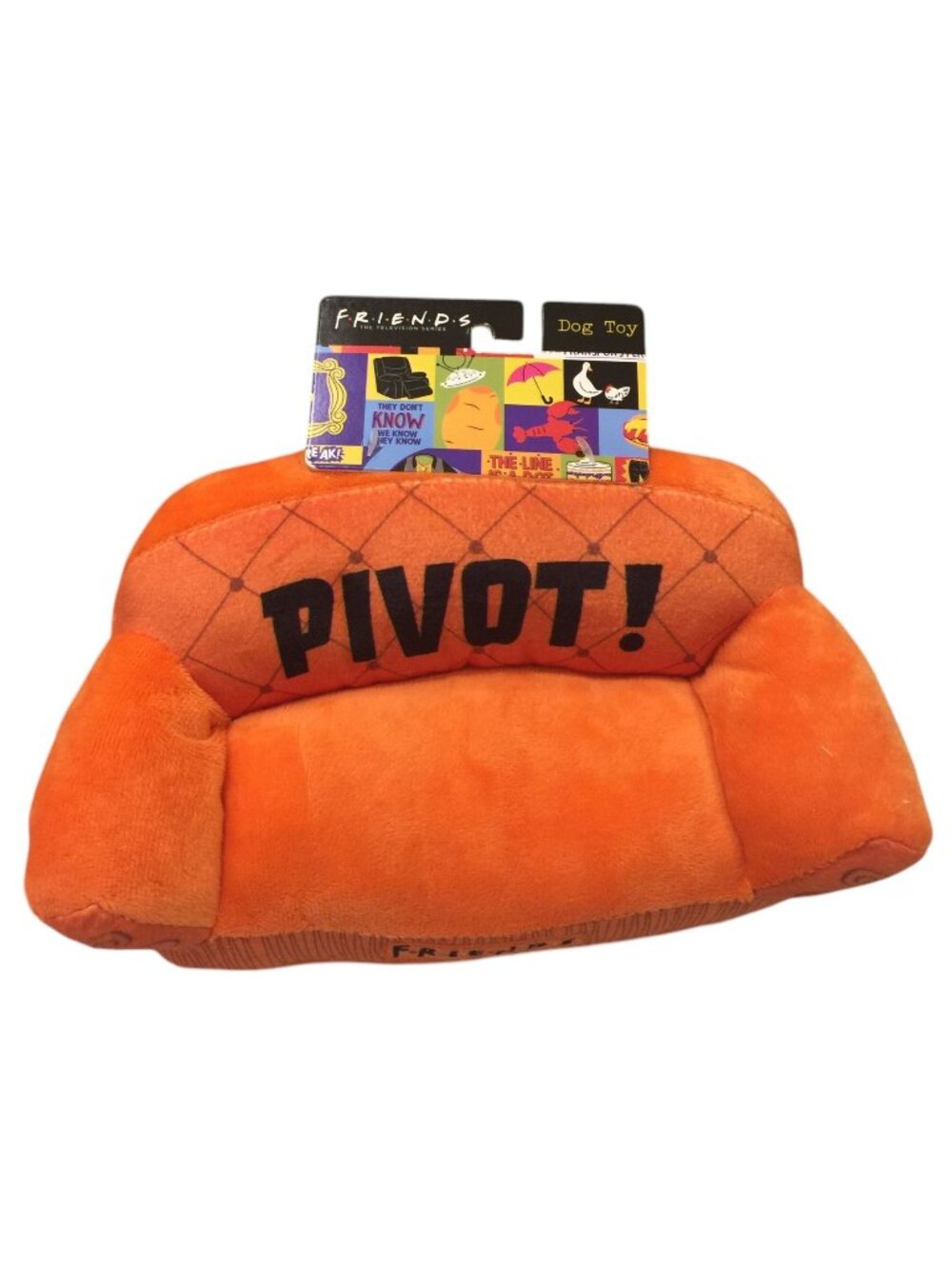 FRIENDS The Television Show PIVOT Orange Plush 10" Couch Squeak Dog Toy